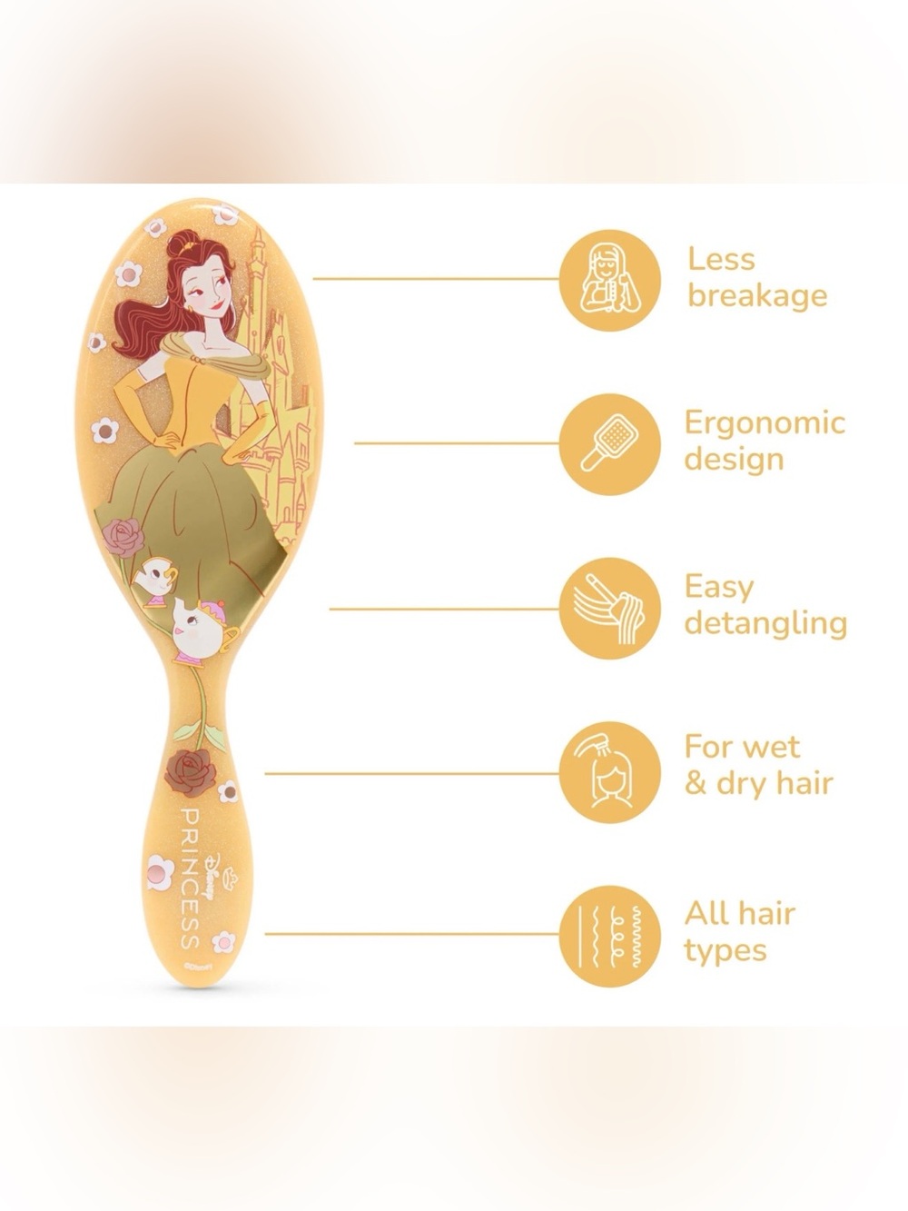 Wet Brush x Disney Princess Belle Original Detangler Hair Brush - Picture 6 of 6